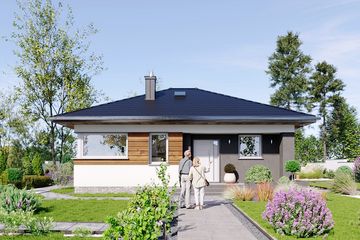 Projekt domu Felek Kopa (1974) - parterowy dom o powierzchni 59,80 m², dach kopertowy - ujęcie 2