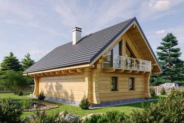 Projekt domu L-308 X z balkonem - parterowy z poddaszem dom o powierzchni 118,71 m², dach dwuspadowy - ujęcie 2