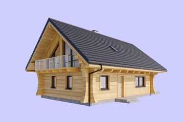 Projekt domu L-308 X z balkonem - parterowy z poddaszem dom o powierzchni 118,71 m², dach dwuspadowy - ujęcie 4