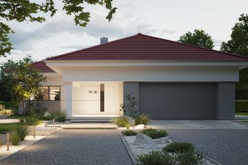 Projekt domu NewHouse 767 w1 red - parterowy dom o powierzchni 153,15 m², dach kopertowy - ujęcie 2