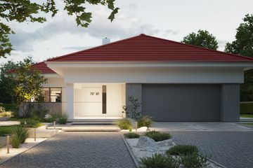 Projekt domu NewHouse 767 w1 red - parterowy dom o powierzchni 153,15 m², dach kopertowy - ujęcie 2