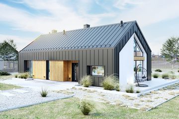 Projekt domu PióroArchitekci – 16 szkieletowy - parterowy dom o powierzchni 87,10 m², dach dwuspadowy - ujęcie 2