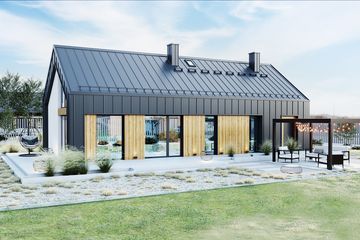 Projekt domu PióroArchitekci – 16 szkieletowy - parterowy dom o powierzchni 87,10 m², dach dwuspadowy - ujęcie 3