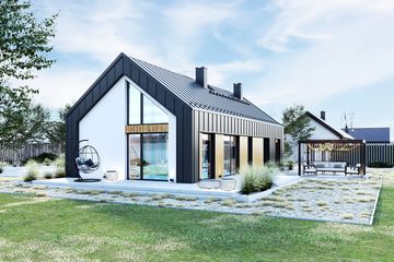 Projekt domu PióroArchitekci – 16 szkieletowy - parterowy dom o powierzchni 87,10 m², dach dwuspadowy - ujęcie 4