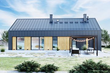Projekt domu PióroArchitekci – 16 szkieletowy - parterowy dom o powierzchni 87,10 m², dach dwuspadowy - ujęcie 5