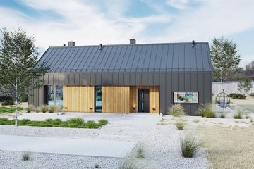 Projekt domu PióroArchitekci – 16 szkieletowy - parterowy dom o powierzchni 87,10 m², dach dwuspadowy - ujęcie 6