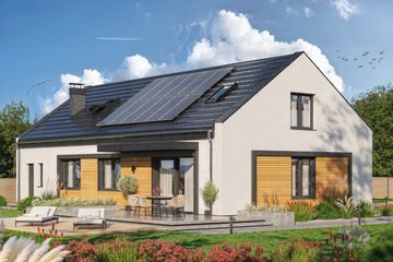 Projekt domu Terrier 8 z garażem - parterowy dom o powierzchni 101,90 m², dach dwuspadowy - ujęcie 2