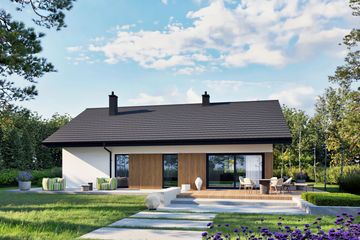 Projekt domu Mini 4 w. IV - parterowy dom o powierzchni 100,06 m², dach dwuspadowy - ujęcie 2