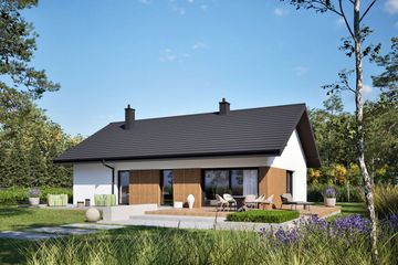 Projekt domu Mini 4 w. IV - parterowy dom o powierzchni 100,06 m², dach dwuspadowy - ujęcie 3