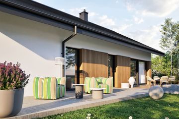 Projekt domu Mini 4 w. IV - parterowy dom o powierzchni 100,06 m², dach dwuspadowy - ujęcie 8