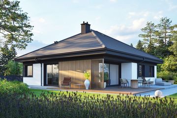 Projekt domu Flo IV - parterowy dom o powierzchni 102,60 m², dach kopertowy - ujęcie 2