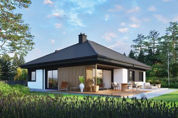 Projekt domu Flo IV - parterowy dom o powierzchni 102,60 m², dach kopertowy - ujęcie 3