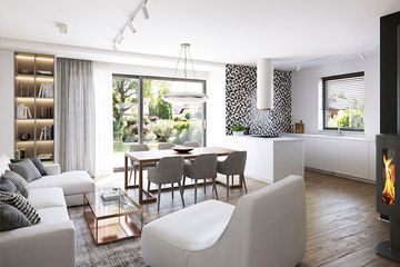 Projekt domu Studio 101 - parterowy z poddaszem dom o powierzchni 115,30 m², dach dwuspadowy - ujęcie 3