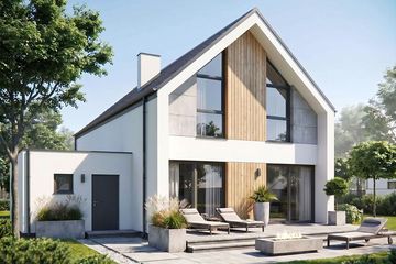 Projekt domu Studio 106 - parterowy z poddaszem dom o powierzchni 117,41 m², dach dwuspadowy - ujęcie 2