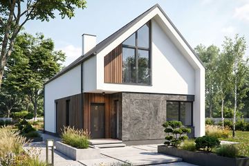 Projekt domu Studio 107 - parterowy z poddaszem dom o powierzchni 112,73 m², dach dwuspadowy - ujęcie 2