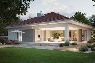 Projekt domu NewHouse 767 red - parterowy dom o powierzchni 139,12 m², dach namiotowy - ujęcie 12