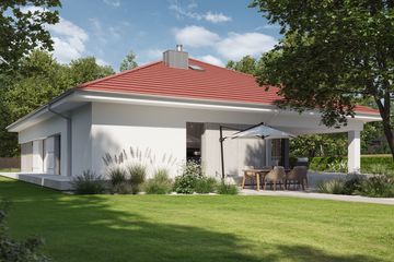 Projekt domu NewHouse 767 red - parterowy dom o powierzchni 139,12 m², dach namiotowy - ujęcie 17