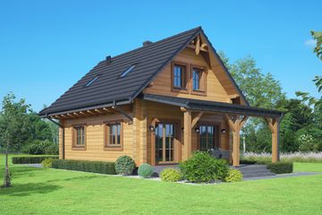 Projekt domu Gryfice małe 6 dw - parterowy z poddaszem dom o powierzchni 71,29 m², dach dwuspadowy - ujęcie 2