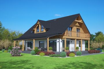 Projekt domu Komańcza dws - parterowy z poddaszem dom o powierzchni 166,99 m², dach dwuspadowy - ujęcie 2