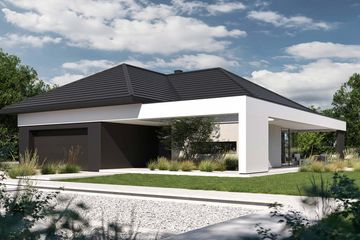 Projekt domu HomeKoncept 138 wariant 01 - parterowy dom o powierzchni 138,17 m², dach kopertowy - ujęcie 4