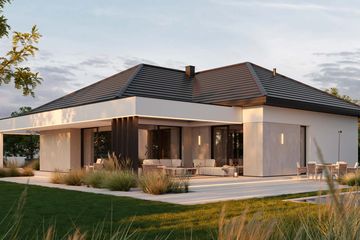 Projekt domu HomeKoncept 138 wariant 01 - parterowy dom o powierzchni 138,17 m², dach kopertowy - ujęcie 10