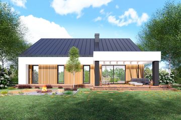 Projekt domu APS 407 ECO - parterowy dom o powierzchni 119,80 m², dach dwuspadowy - ujęcie 5