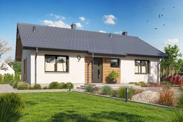 Projekt domu Tracja 9 B - parterowy dom o powierzchni 79,27 m², dach dwuspadowy - ujęcie 2