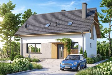 Projekt domu Dolce plus - parterowy z poddaszem dom, dach dwuspadowy - ujęcie 2