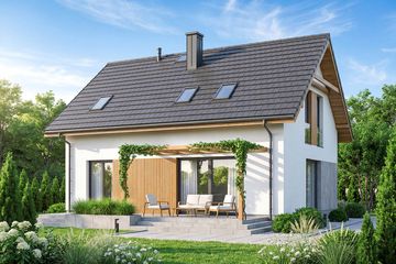 Projekt domu Dolce plus - parterowy z poddaszem dom, dach dwuspadowy - ujęcie 3