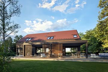 Projekt domu Nikolas III G2 (wersja B) energo plus - parterowy z poddaszem dom o powierzchni 189,23 m², dach dwuspadowy - ujęcie 2