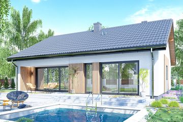 Projekt domu APS 353 wariant 3 - parterowy dom o powierzchni 100 m², dach dwuspadowy - ujęcie 2