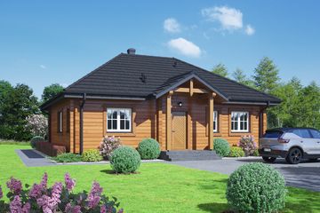 Projekt domu Piaseczno 4 dw - parterowy dom o powierzchni 89,14 m², dach kopertowy - ujęcie frontu
