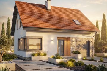 Projekt domu Krajobrazy 132 - parterowy z poddaszem dom o powierzchni 93,29 m², dach dwuspadowy - ujęcie 3