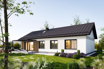 Projekt domu Aris Nano (1976) - parterowy dom o powierzchni 108,70 m², dach dwuspadowy - ujęcie 4