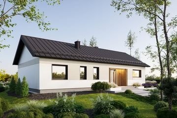 Projekt domu Aris Nano (1976) - parterowy dom o powierzchni 108,70 m², dach dwuspadowy - ujęcie 5