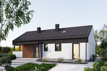Projekt domu Jaskier (1980) - parterowy dom o powierzchni 90,10 m², dach dwuspadowy - ujęcie 3
