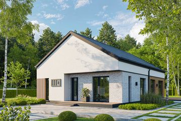Projekt domu EG-111 wariant ll - parterowy z poddaszem dom o powierzchni 89,59 m², dach dwuspadowy - ujęcie 2