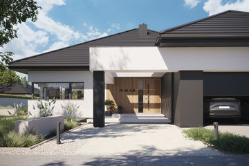 Projekt domu NewHouse 761 w2 plus - parterowy dom o powierzchni 161,45 m², dach kopertowy - ujęcie 2