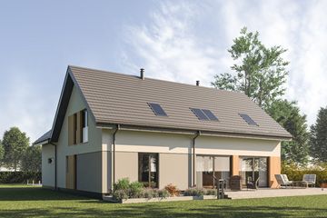 Projekt domu D462 - parterowy z poddaszem dom o powierzchni 212,43 m², dach dwuspadowy - ujęcie 2