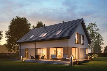 Projekt domu D462 - parterowy z poddaszem dom o powierzchni 212,43 m², dach dwuspadowy - ujęcie 3