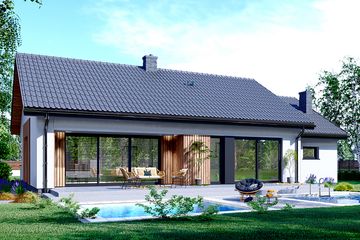 Projekt domu APS 353 wariant 3 + G - parterowy dom o powierzchni 100 m², dach dwuspadowy - ujęcie 3