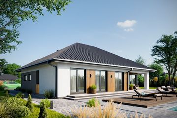 Projekt domu Sabina Nano (1987) - parterowy dom o powierzchni 109,90 m², dach kopertowy - ujęcie 4