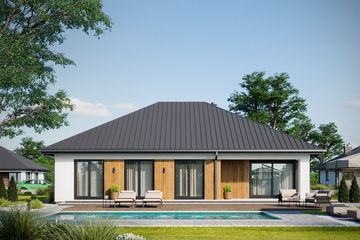 Projekt domu Sabina Nano (1987) - parterowy dom o powierzchni 109,90 m², dach kopertowy - ujęcie 5