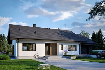 Projekt domu Mini 4 w. IV G1 - parterowy dom o powierzchni 100,05 m², dach dwuspadowy - ujęcie 4