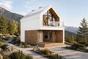 Projekt domu Gorc - parterowy z poddaszem dom o powierzchni 58,40 m², dach dwuspadowy - ujęcie 2