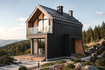 Projekt domu Gorc - parterowy z poddaszem dom o powierzchni 58,40 m², dach dwuspadowy - ujęcie 2