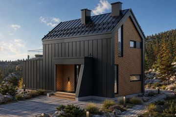 Projekt domu Gorc - parterowy z poddaszem dom o powierzchni 58,40 m², dach dwuspadowy - ujęcie 7