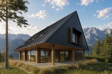 Projekt domu Beskidzki - parterowy z poddaszem dom o powierzchni 241,54 m², dach dwuspadowy - ujęcie 6