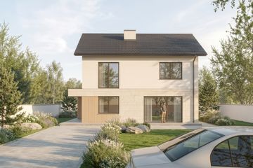 Projekt domu eko Typowy 83 - z pełnym piętrem dom o powierzchni 130,46 m², dach dwuspadowy - ujęcie 4