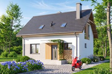 Projekt domu Dolce mini 2 - parterowy z poddaszem dom o powierzchni 79,51 m², dach dwuspadowy - ujęcie 3